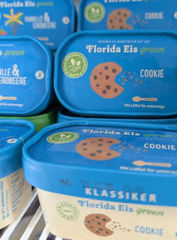 Florida Eis green Eispackungen mit blauem Deckel